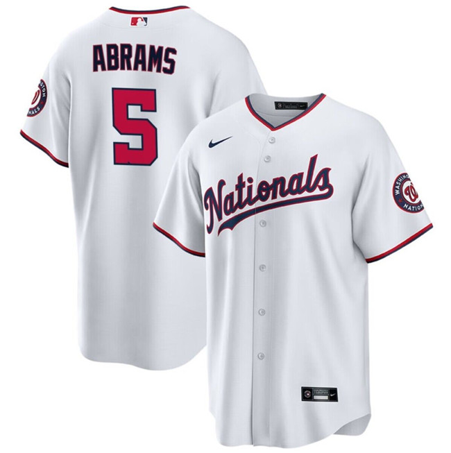 Men's Washington Nationals #5 CJ Abrams White Cool Base Stitched Baseball Jersey